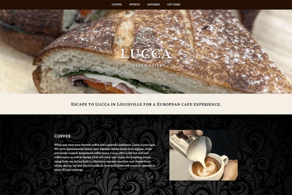 lucca-coffee-eatery website design and development